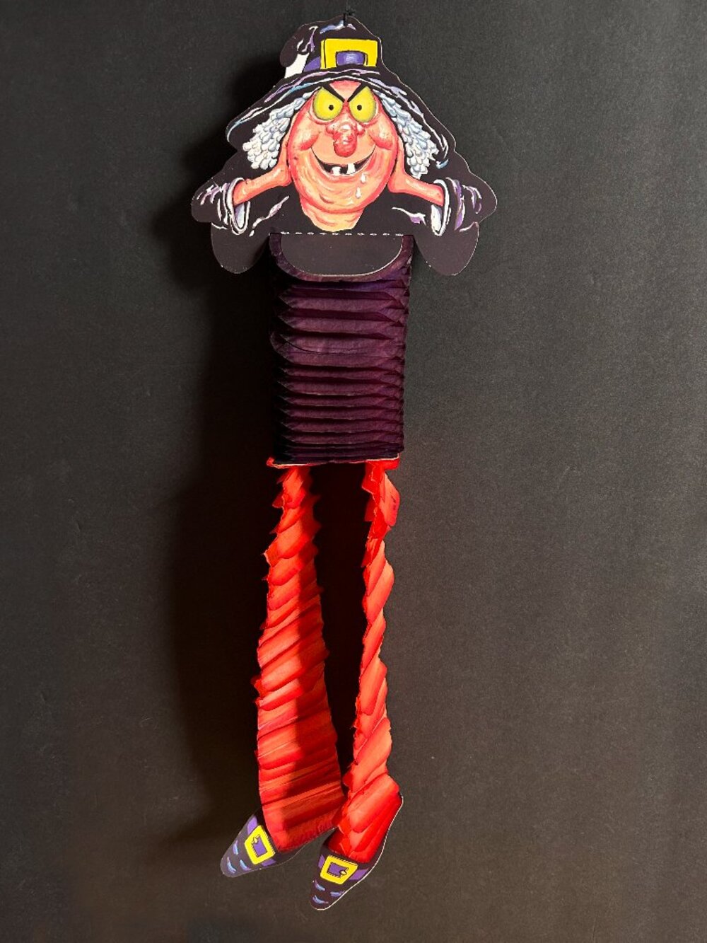 Vintage Halloween 70s Amscan Hanging Paper Witch with tissue legs